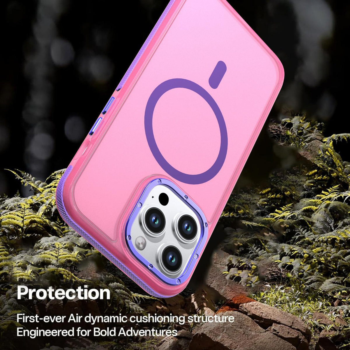 For iPhone 14 Pro Max Two-tone Contrast Magnetic Phone Case - Pink - EDA009981508A
