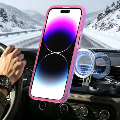 For iPhone 14 Pro Max Two-tone Contrast Magnetic Phone Case - Pink - EDA009981508A