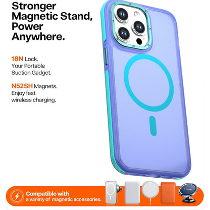 For iPhone 14 Pro Max Two-tone Contrast Magnetic Phone Case - Blue - EDA009981508B