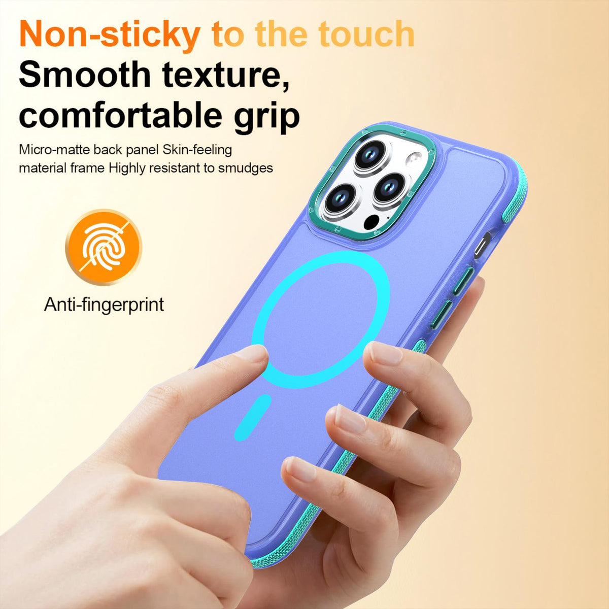 For iPhone 14 Pro Max Two-tone Contrast Magnetic Phone Case - Blue - EDA009981508B