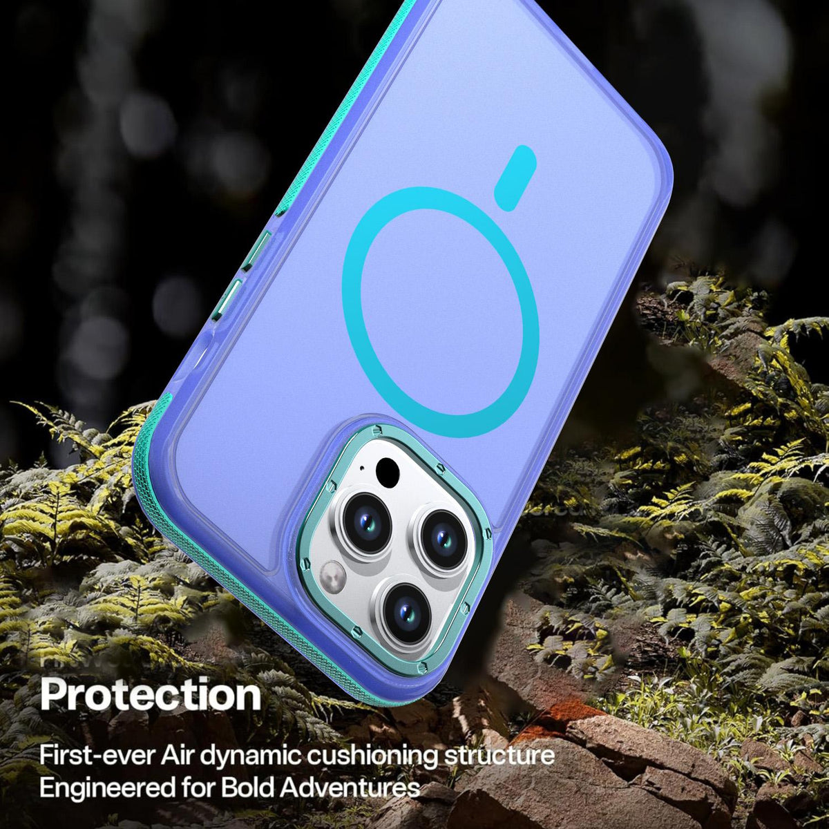 For iPhone 14 Pro Max Two-tone Contrast Magnetic Phone Case - Blue - EDA009981508B