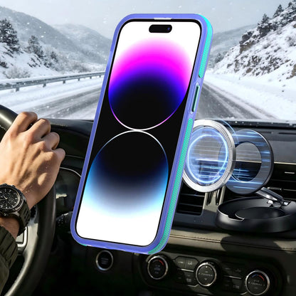 For iPhone 14 Pro Max Two-tone Contrast Magnetic Phone Case - Blue - EDA009981508B