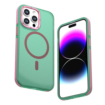 For iPhone 14 Pro Max Two-tone Contrast Magnetic Phone Case - Green - EDA009981508C
