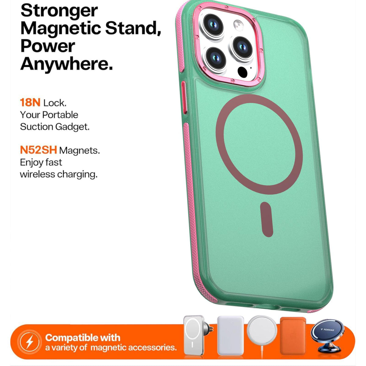 For iPhone 14 Pro Max Two-tone Contrast Magnetic Phone Case - Green - EDA009981508C