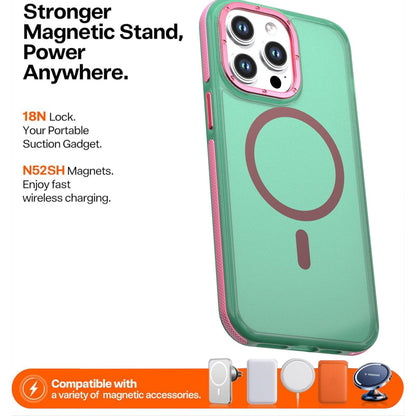 For iPhone 14 Pro Max Two-tone Contrast Magnetic Phone Case - Green - EDA009981508C