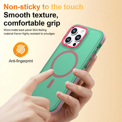 For iPhone 14 Pro Max Two-tone Contrast Magnetic Phone Case - Green - EDA009981508C