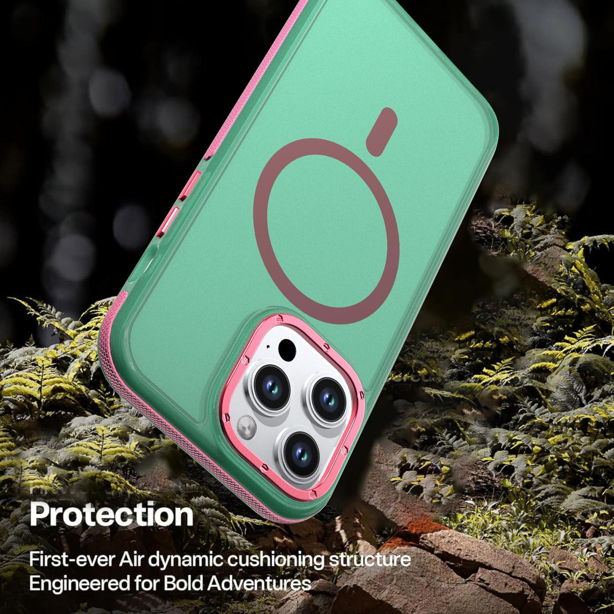 For iPhone 14 Pro Max Two-tone Contrast Magnetic Phone Case - Green - EDA009981508C