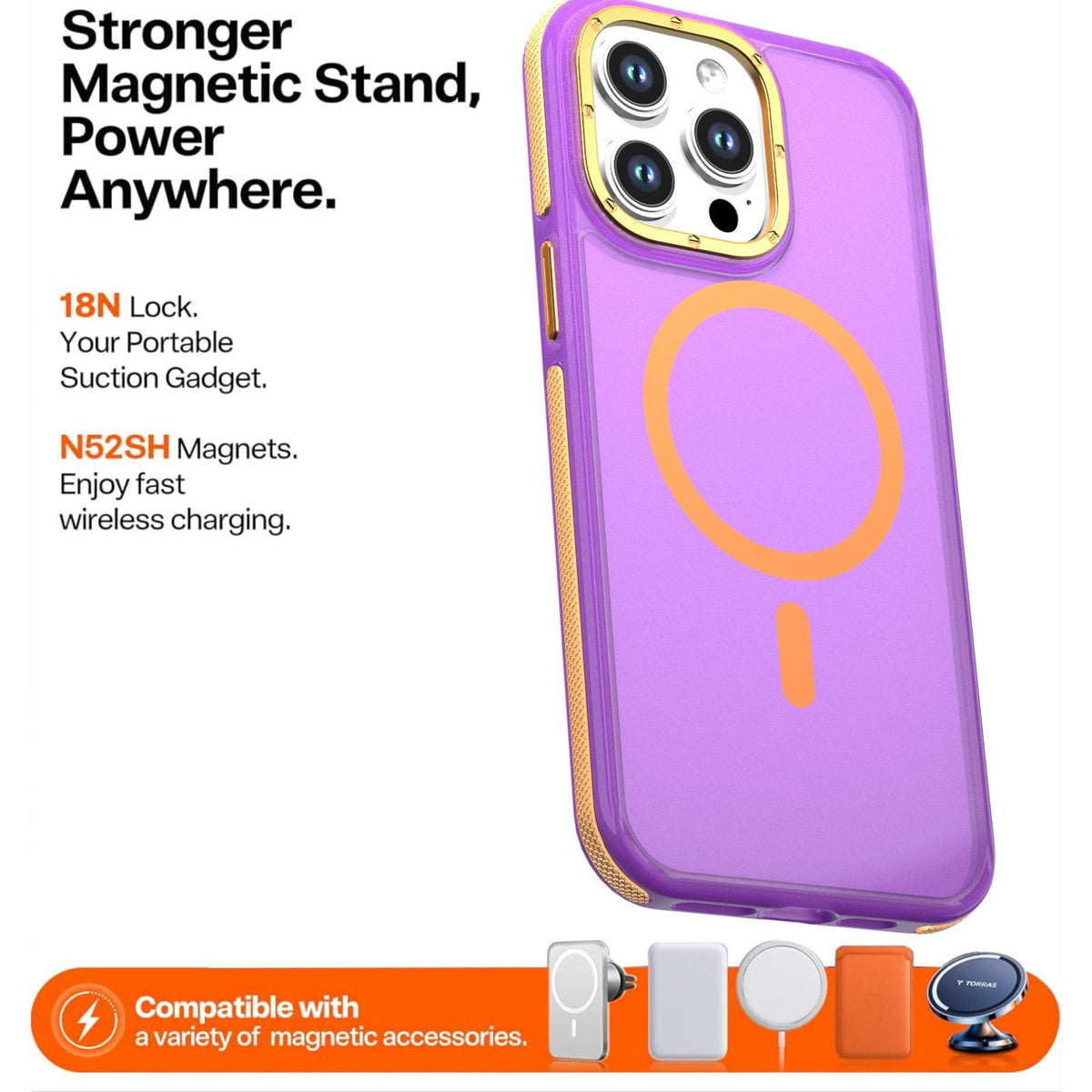 For iPhone 14 Pro Max Two-tone Contrast Magnetic Phone Case - Purple - EDA009981508D