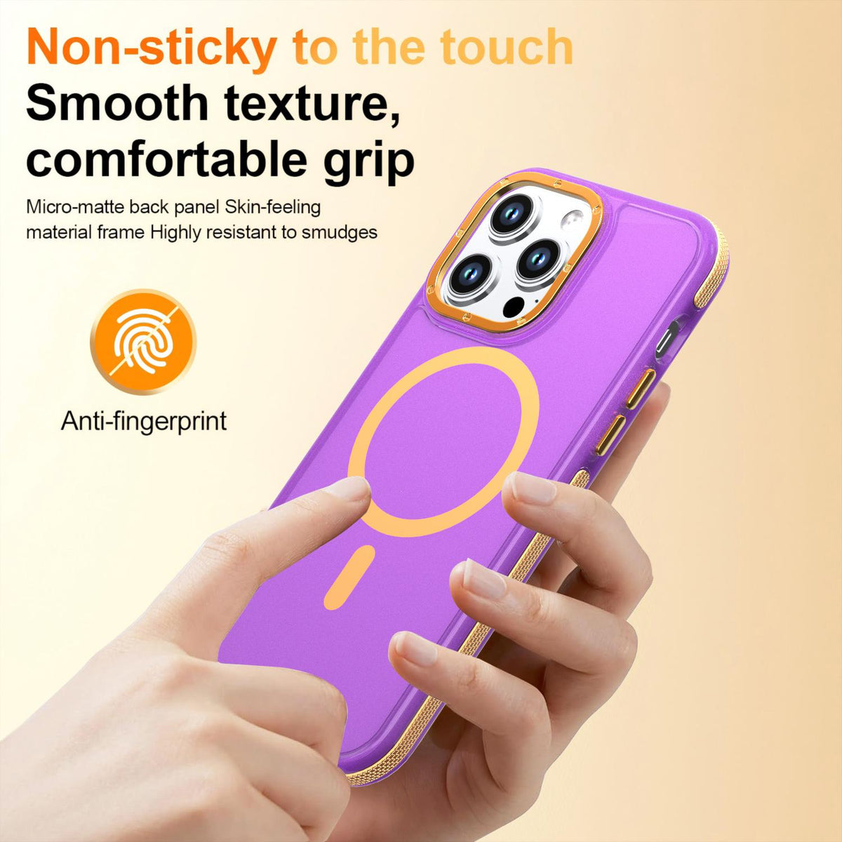 For iPhone 14 Pro Max Two-tone Contrast Magnetic Phone Case - Purple - EDA009981508D