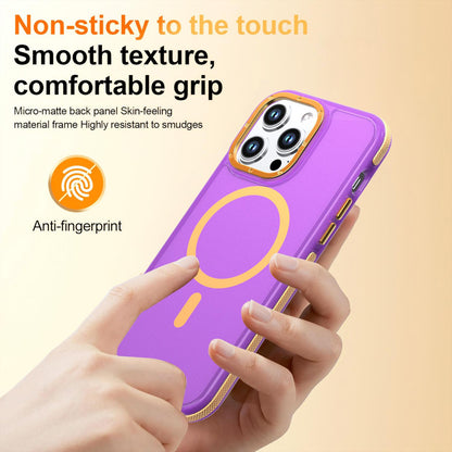 For iPhone 14 Pro Max Two-tone Contrast Magnetic Phone Case - Purple - EDA009981508D