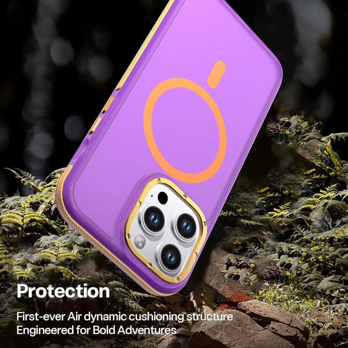 For iPhone 14 Pro Max Two-tone Contrast Magnetic Phone Case - Purple - EDA009981508D