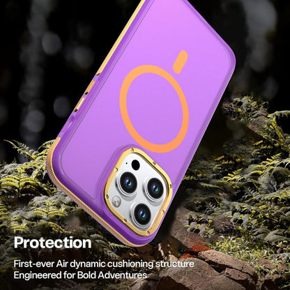 For iPhone 14 Pro Max Two-tone Contrast Magnetic Phone Case - Purple - EDA009981508D