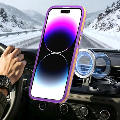 For iPhone 14 Pro Max Two-tone Contrast Magnetic Phone Case - Purple - EDA009981508D