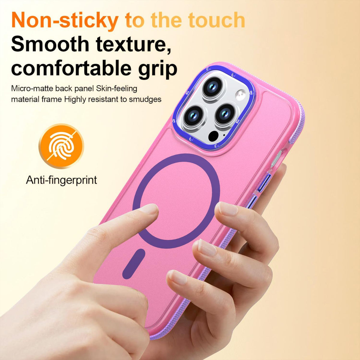 For iPhone 14 Pro Two-tone Contrast Magnetic Phone Case - Pink - EDA009981509A
