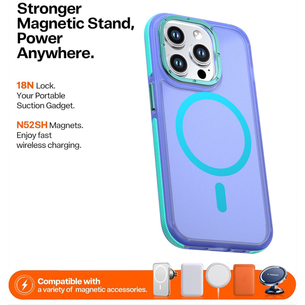 For iPhone 14 Pro Two-tone Contrast Magnetic Phone Case - Blue - EDA009981509B