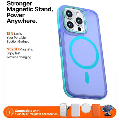 For iPhone 14 Pro Two-tone Contrast Magnetic Phone Case - Blue - EDA009981509B
