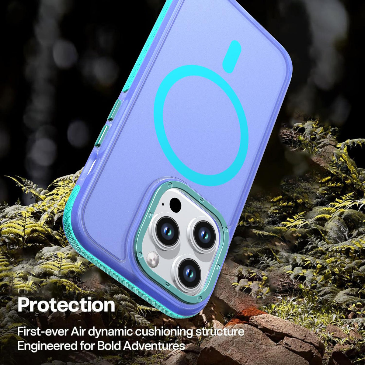 For iPhone 14 Pro Two-tone Contrast Magnetic Phone Case - Blue - EDA009981509B