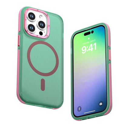 For iPhone 14 Pro Two-tone Contrast Magnetic Phone Case - Green - EDA009981509C
