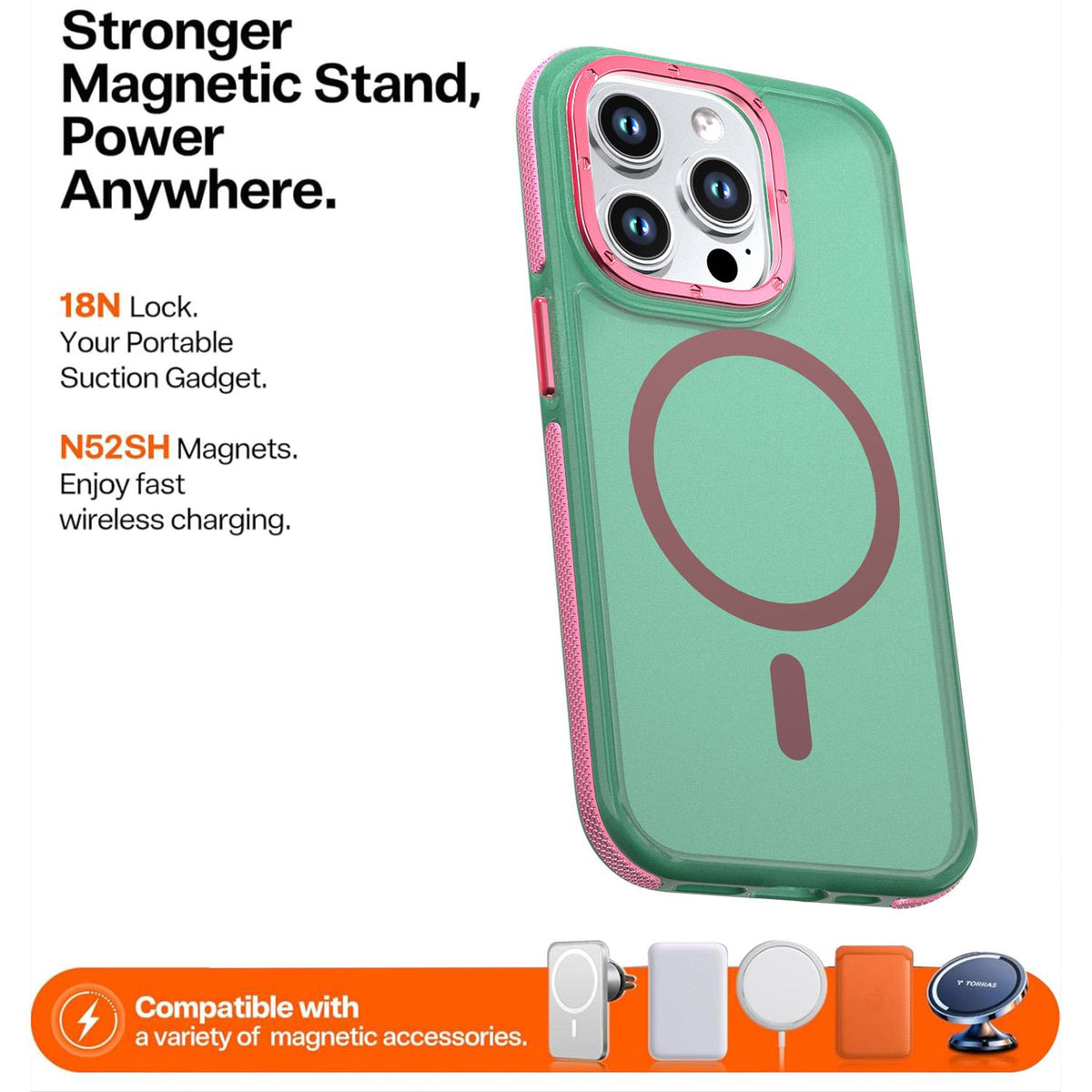 For iPhone 14 Pro Two-tone Contrast Magnetic Phone Case - Green - EDA009981509C