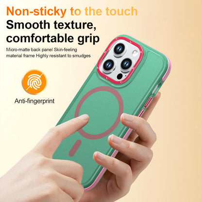 For iPhone 14 Pro Two-tone Contrast Magnetic Phone Case - Green - EDA009981509C