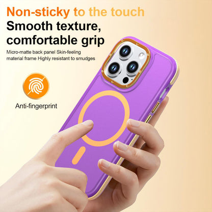 For iPhone 14 Pro Two-tone Contrast Magnetic Phone Case - Purple - EDA009981509D