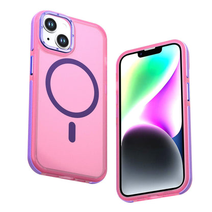 For iPhone 14 / 13 Two-tone Contrast Magnetic Phone Case - Pink - EDA009981510A