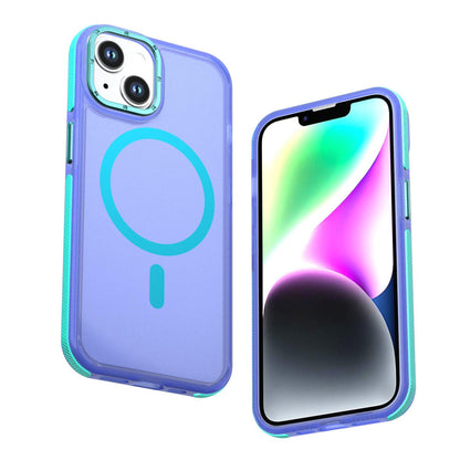 For iPhone 14 / 13 Two-tone Contrast Magnetic Phone Case - Blue - EDA009981510B
