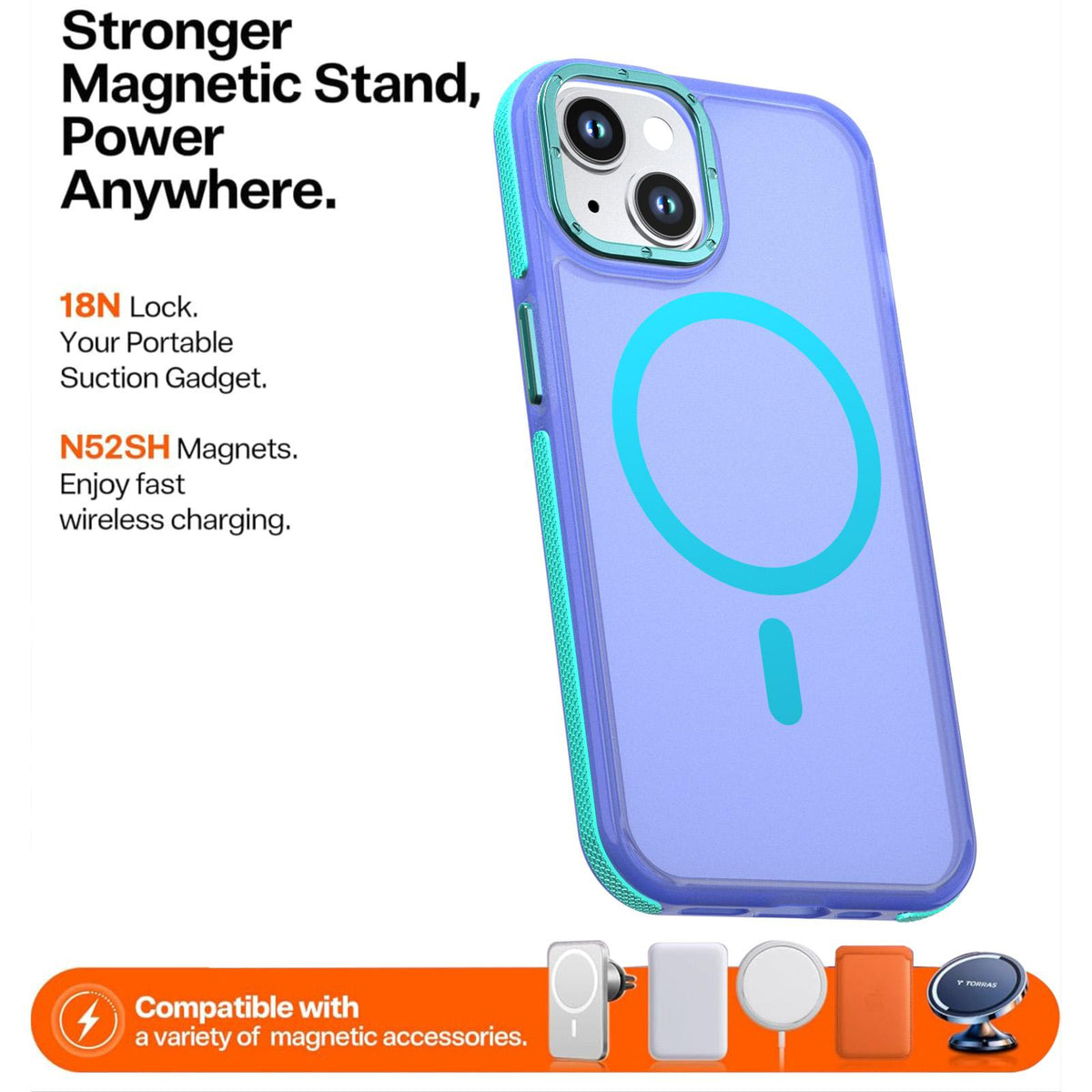For iPhone 14 / 13 Two-tone Contrast Magnetic Phone Case - Blue - EDA009981510B