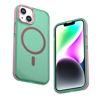 For iPhone 14 / 13 Two-tone Contrast Magnetic Phone Case - Green - EDA009981510C