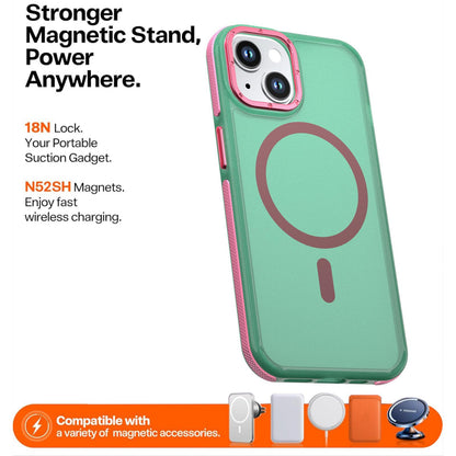 For iPhone 14 / 13 Two-tone Contrast Magnetic Phone Case - Green - EDA009981510C