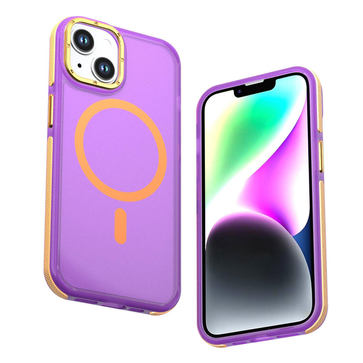 For iPhone 14 / 13 Two-tone Contrast Magnetic Phone Case - Purple - EDA009981510D