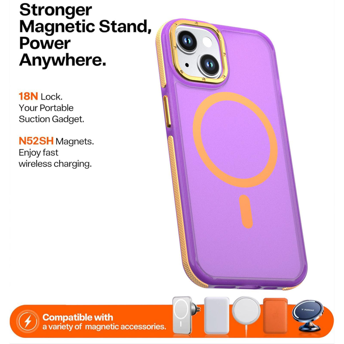 For iPhone 14 / 13 Two-tone Contrast Magnetic Phone Case - Purple - EDA009981510D