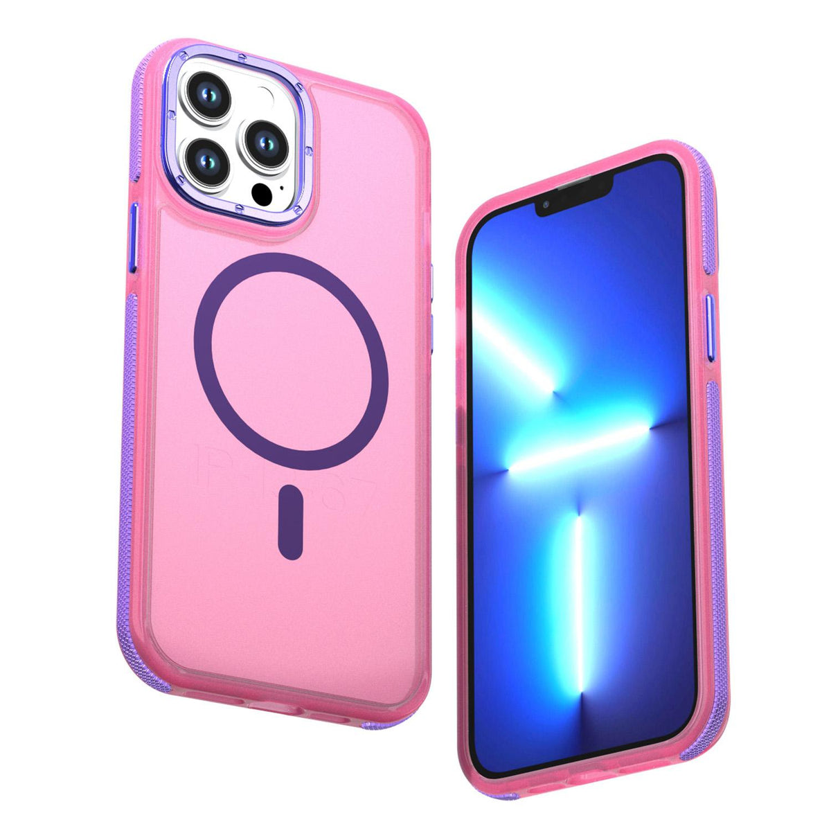 For iPhone 13 Pro Max Two-tone Contrast Magnetic Phone Case - Pink - EDA009981511A