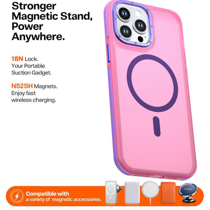 For iPhone 13 Pro Max Two-tone Contrast Magnetic Phone Case - Pink - EDA009981511A
