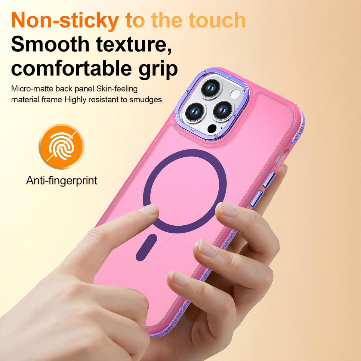 For iPhone 13 Pro Max Two-tone Contrast Magnetic Phone Case - Pink - EDA009981511A