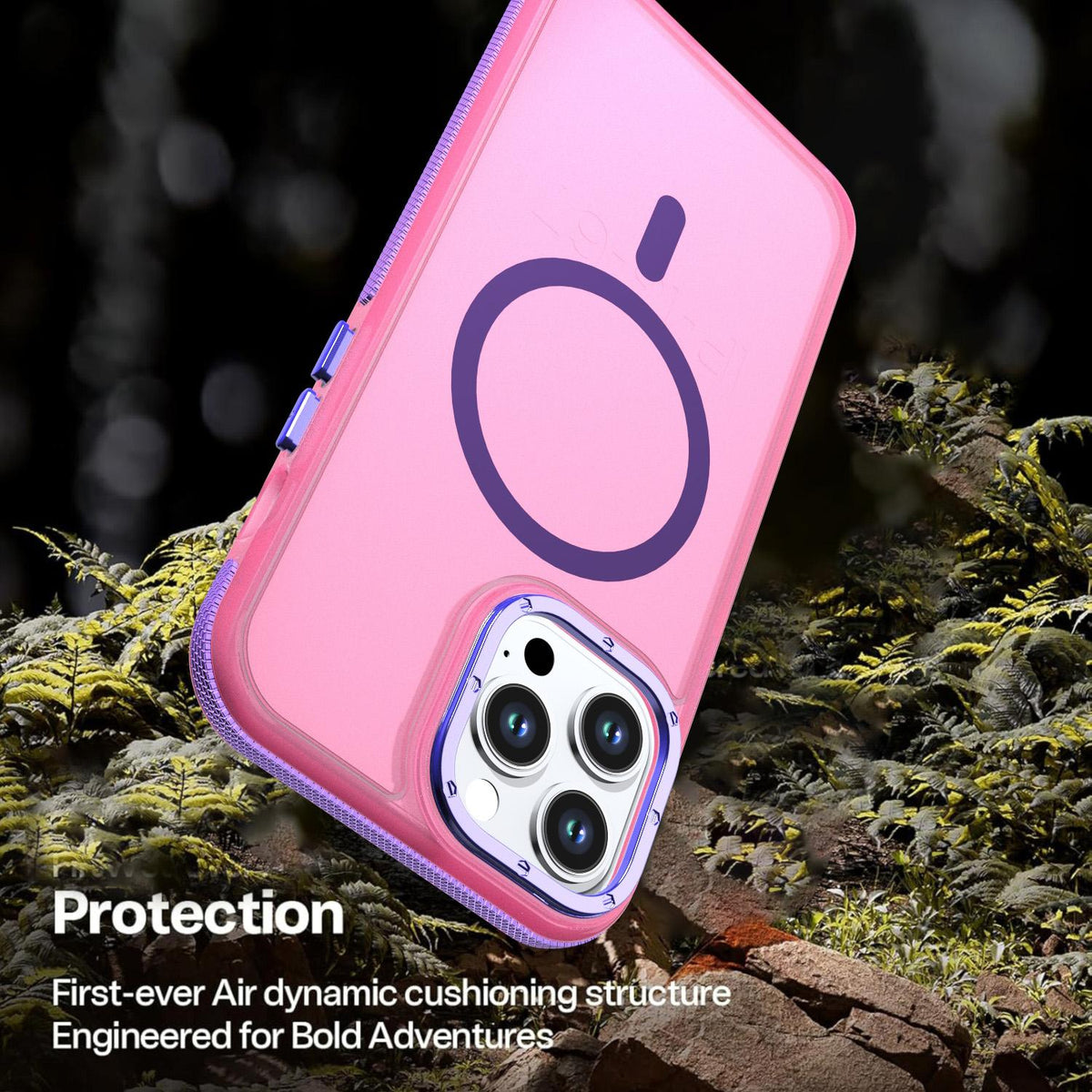 For iPhone 13 Pro Max Two-tone Contrast Magnetic Phone Case - Pink - EDA009981511A