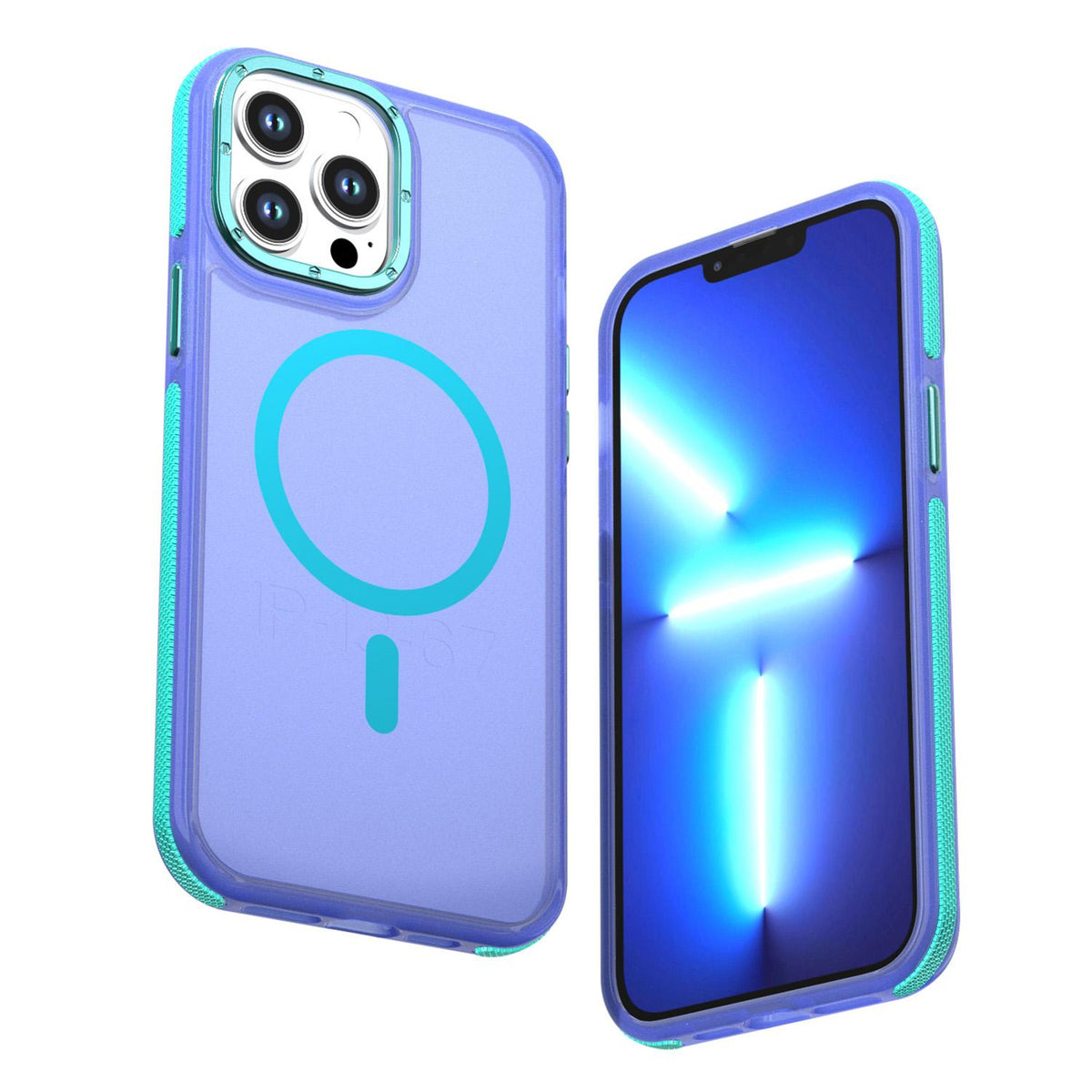 For iPhone 13 Pro Max Two-tone Contrast Magnetic Phone Case - Blue - EDA009981511B