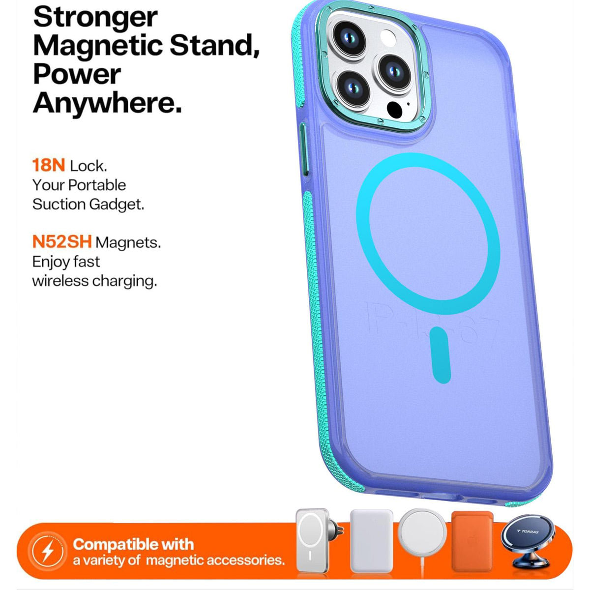 For iPhone 13 Pro Max Two-tone Contrast Magnetic Phone Case - Blue - EDA009981511B