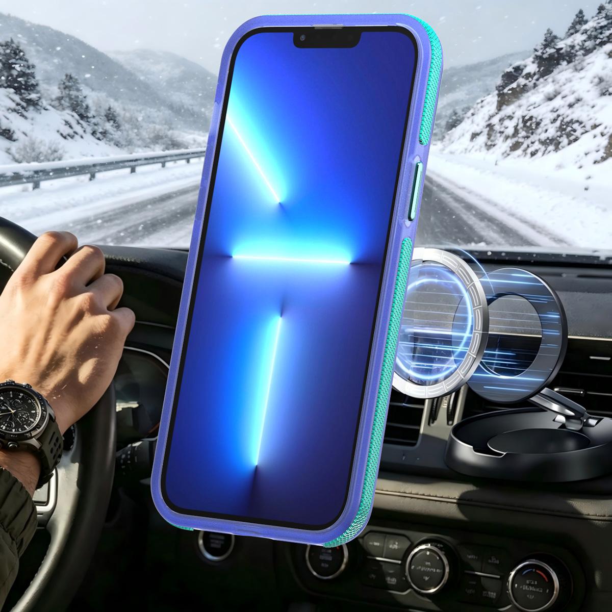 For iPhone 13 Pro Max Two-tone Contrast Magnetic Phone Case - Blue - EDA009981511B