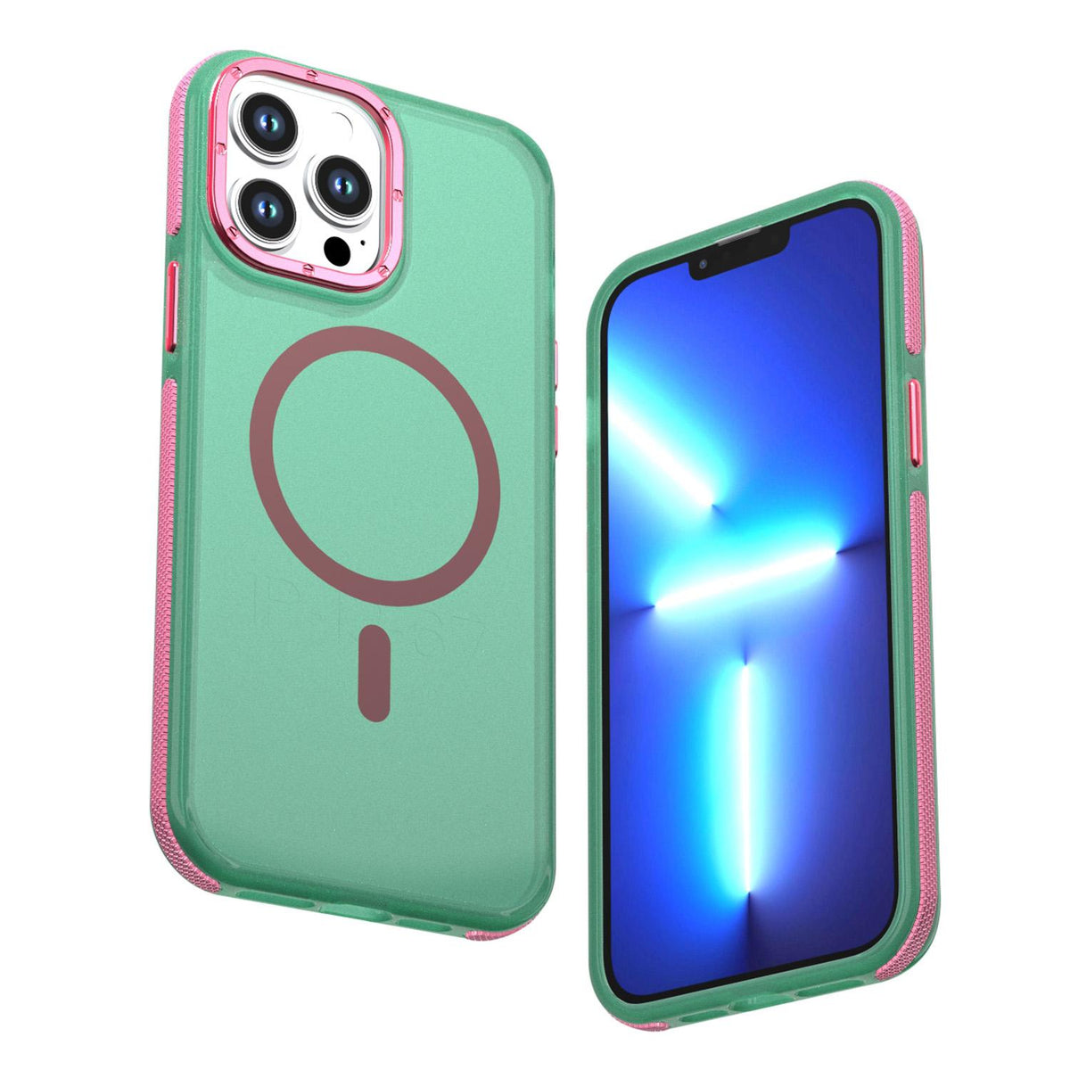 For iPhone 13 Pro Max Two-tone Contrast Magnetic Phone Case - Green - EDA009981511C