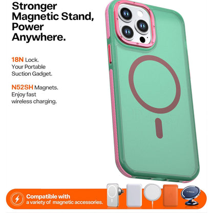 For iPhone 13 Pro Max Two-tone Contrast Magnetic Phone Case - Green - EDA009981511C