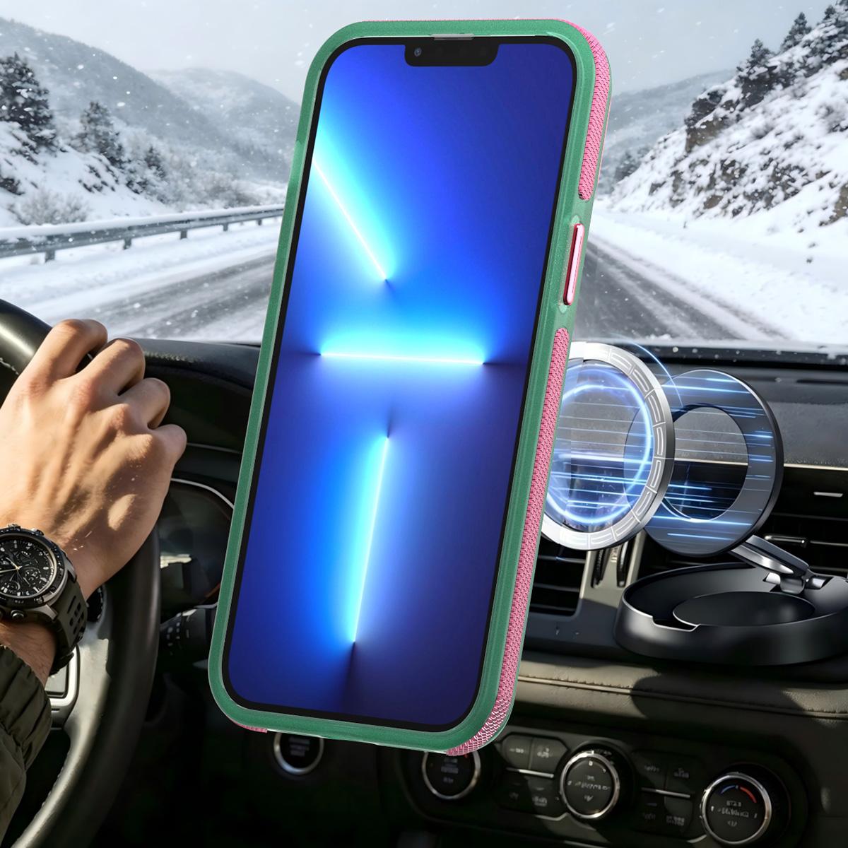 For iPhone 13 Pro Max Two-tone Contrast Magnetic Phone Case - Green - EDA009981511C