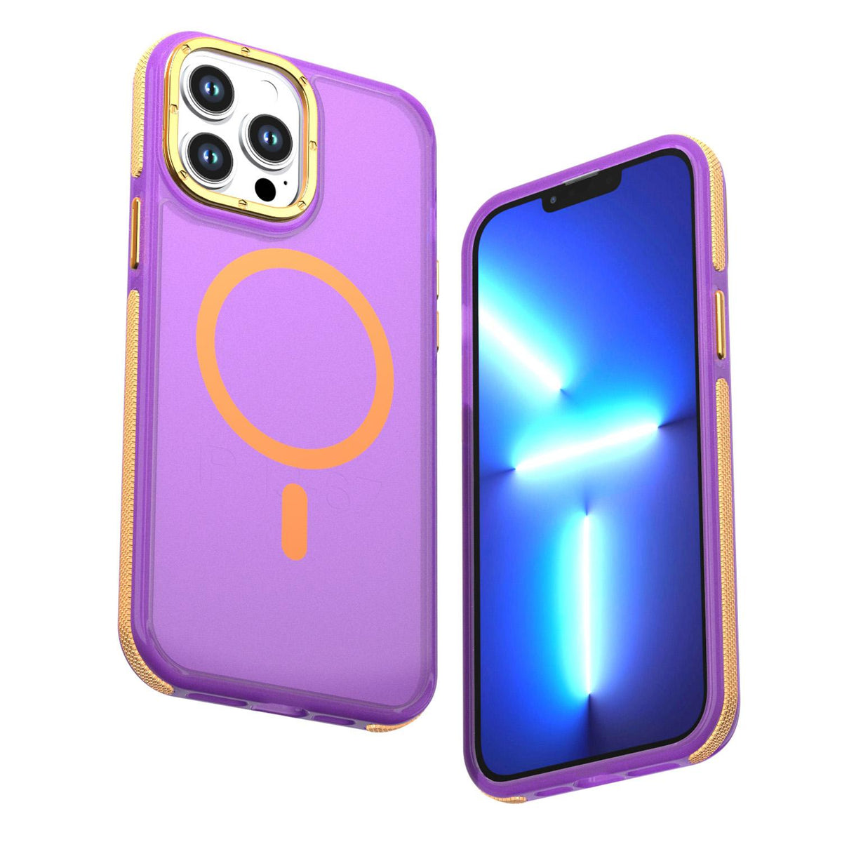 For iPhone 13 Pro Max Two-tone Contrast Magnetic Phone Case - Purple - EDA009981511D