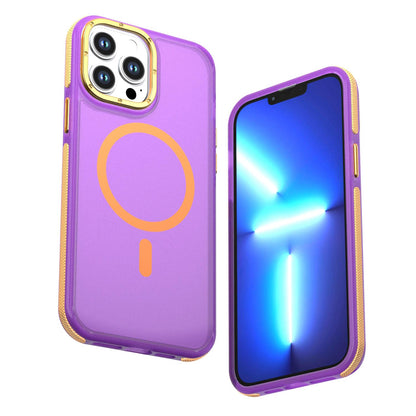 For iPhone 13 Pro Max Two-tone Contrast Magnetic Phone Case - Purple - EDA009981511D