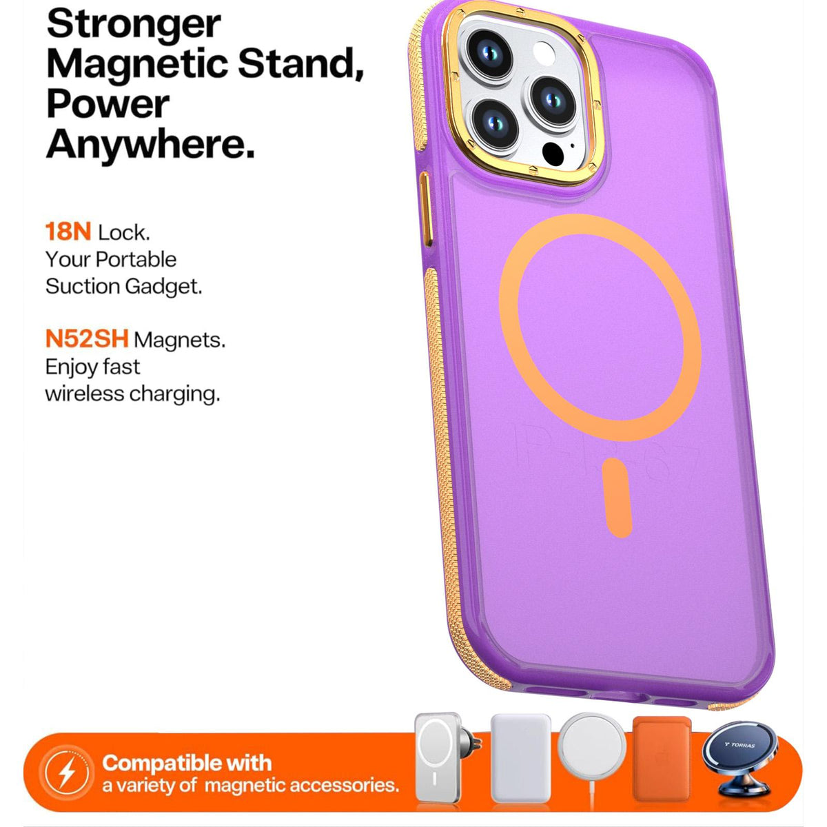 For iPhone 13 Pro Max Two-tone Contrast Magnetic Phone Case - Purple - EDA009981511D