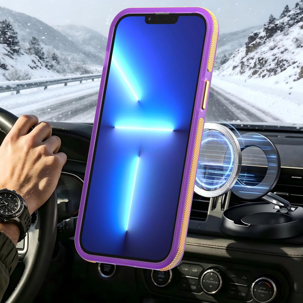 For iPhone 13 Pro Max Two-tone Contrast Magnetic Phone Case - Purple - EDA009981511D