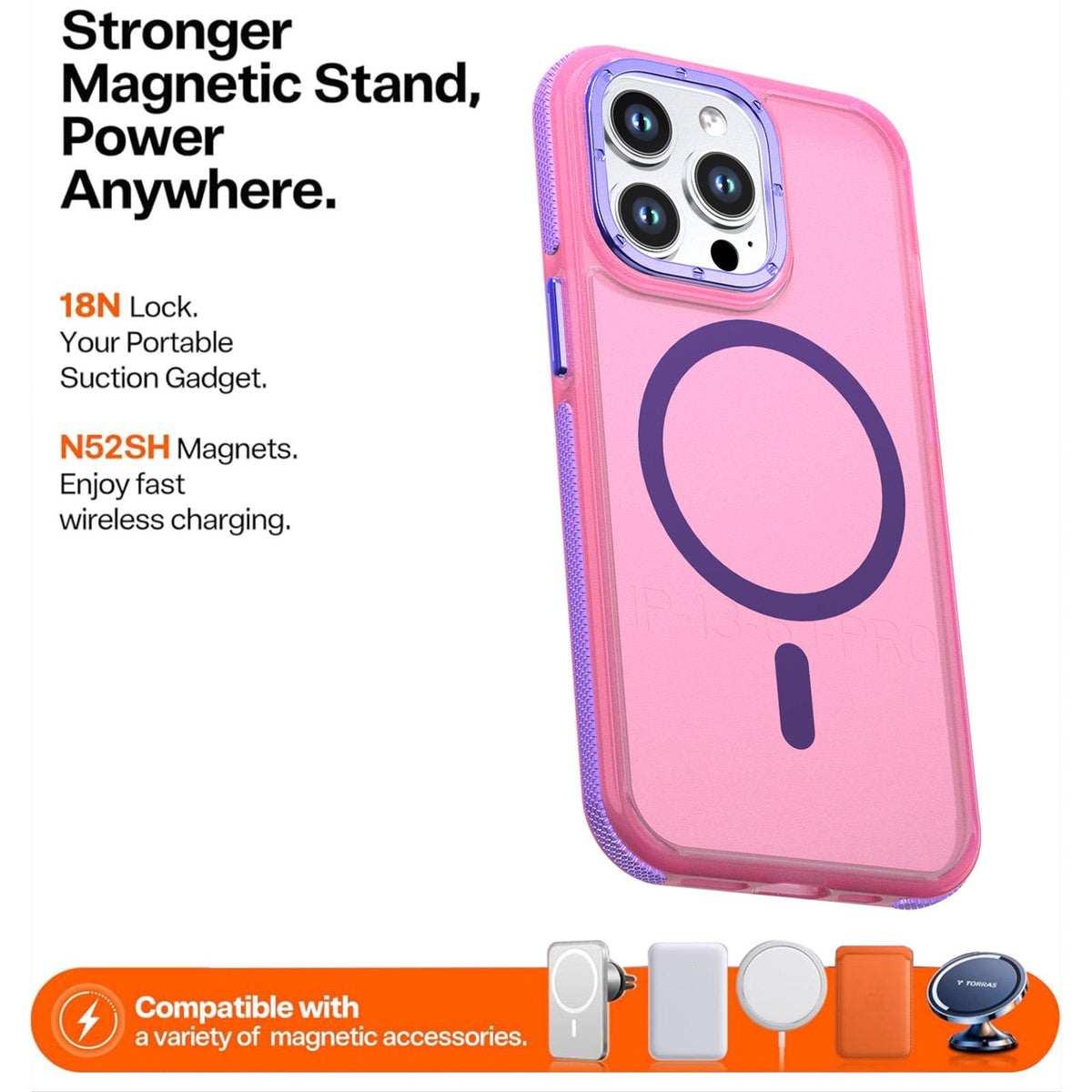 For iPhone 13 Pro Two-tone Contrast Magnetic Phone Case - Pink - EDA009981512A