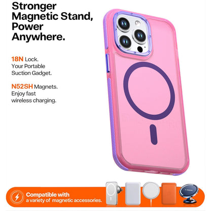 For iPhone 13 Pro Two-tone Contrast Magnetic Phone Case - Pink - EDA009981512A