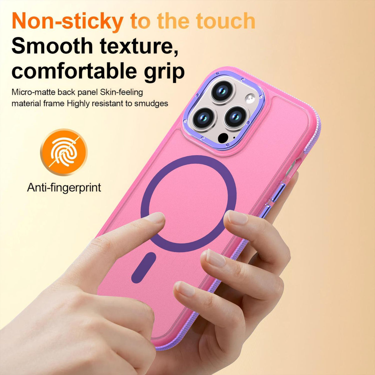 For iPhone 13 Pro Two-tone Contrast Magnetic Phone Case - Pink - EDA009981512A