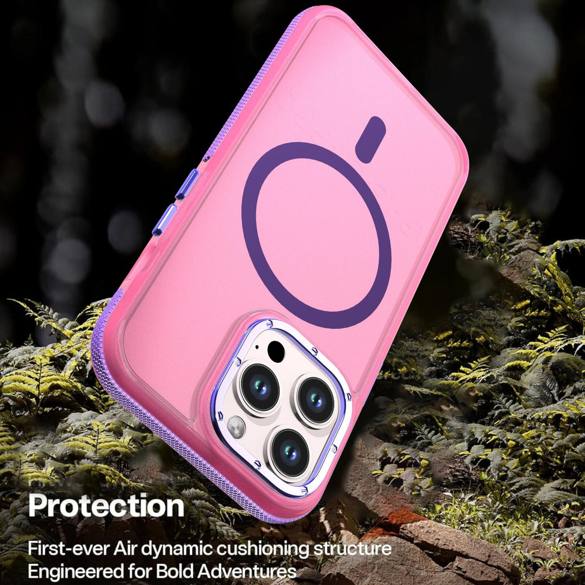 For iPhone 13 Pro Two-tone Contrast Magnetic Phone Case - Pink - EDA009981512A